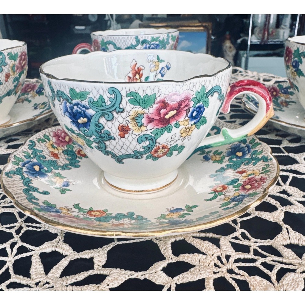 Royal‎ Cauldon Victoria Cup & Saucer,floral Chintz, Vintage English China (4)